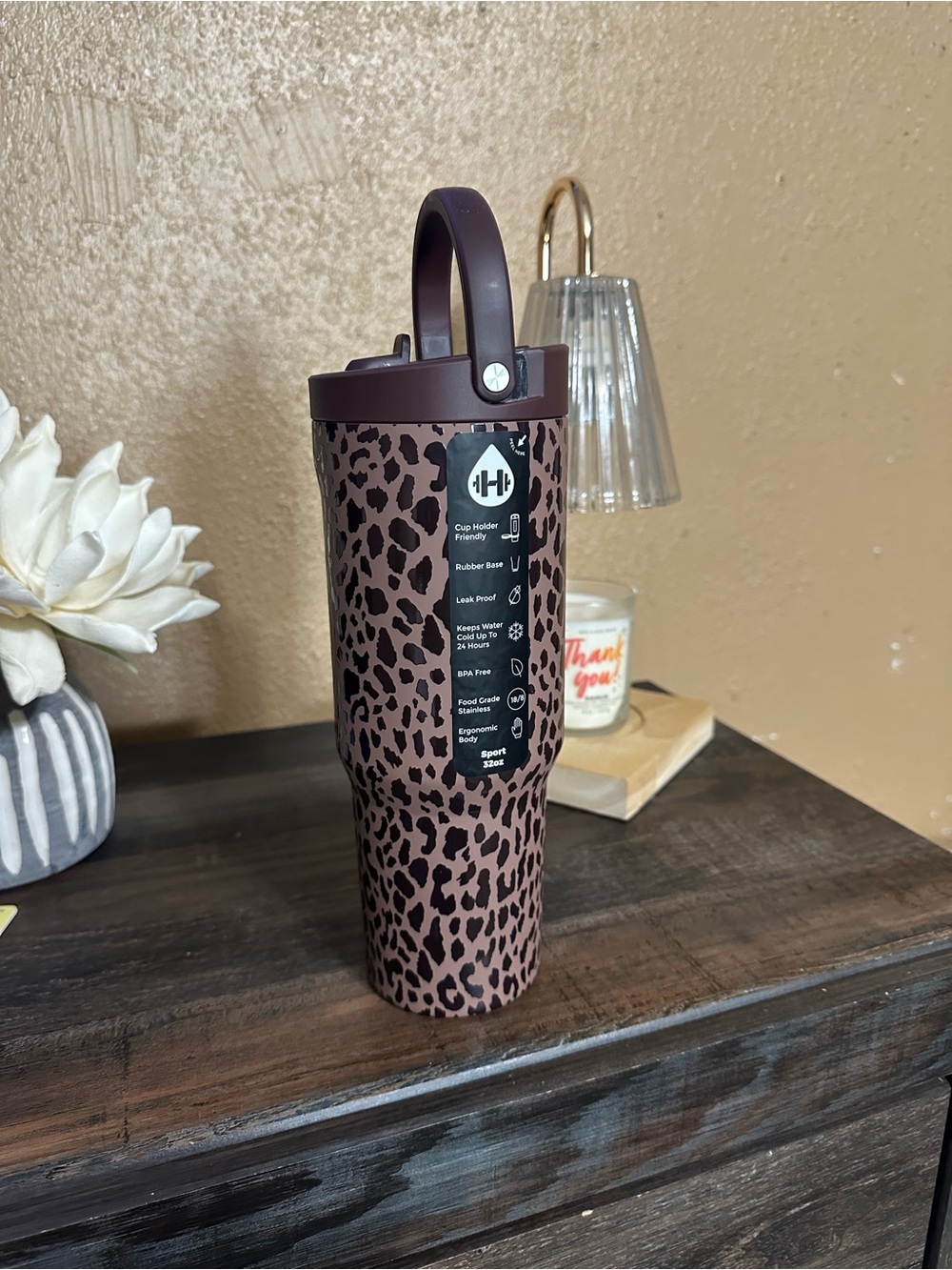 HydroJug Leopard Print Tumbler in Brown and Black